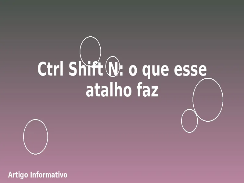 Ctrl Shift N: o que esse atalho faz 1 Ctrl Shift N: o que esse atalho faz