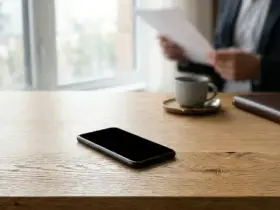 Celular na mesa negocios