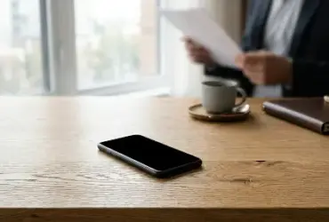 Celular na mesa negocios