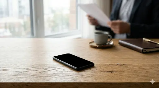 Celular na mesa negocios